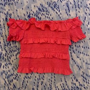 Vera Moda Frill Trim Scrunchy Top - Pink - XS
